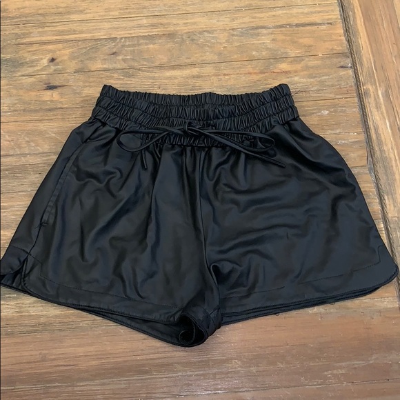 goodtime Pants - Black Faux leather shorts goodtime Pants - Black Faux leather shorts